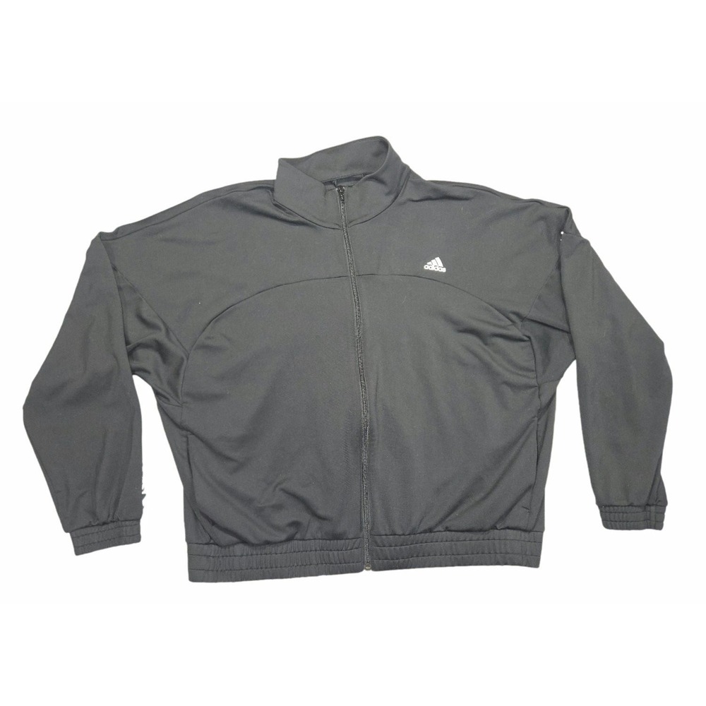 Adidas Aeroready Womens XL‎ Track Jacket Full Zip Black Pattern Sleeves GL3861